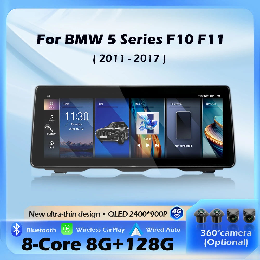 Android 16 For BMW 5 Series F10 F11 2011 - 2017 CIC NBT System Wireless CarPlay Car Raido