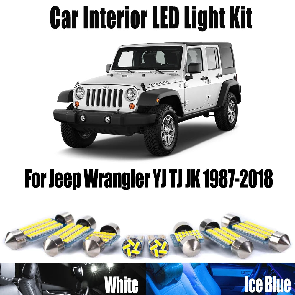 LED Interior Light Kit for Jeep Wrangler YJ TJ JK 1987-2018 - Canbus Dome Map Door Trunk Bulbs | AUTOKITSHOP