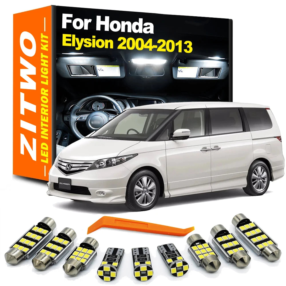ZITWO 15Pcs Full LED Interior Dome Plate Light Door Bulb Kit For Honda Elysion 2004 2006 2007 2008 2009 2010 2011 2012 2013