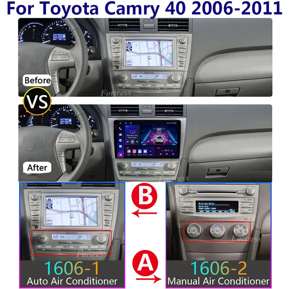 Car Radio Android 16 For Toyota Camry 40 2007 2008-2011 RDS 8 Core Navigation 360 Camera W