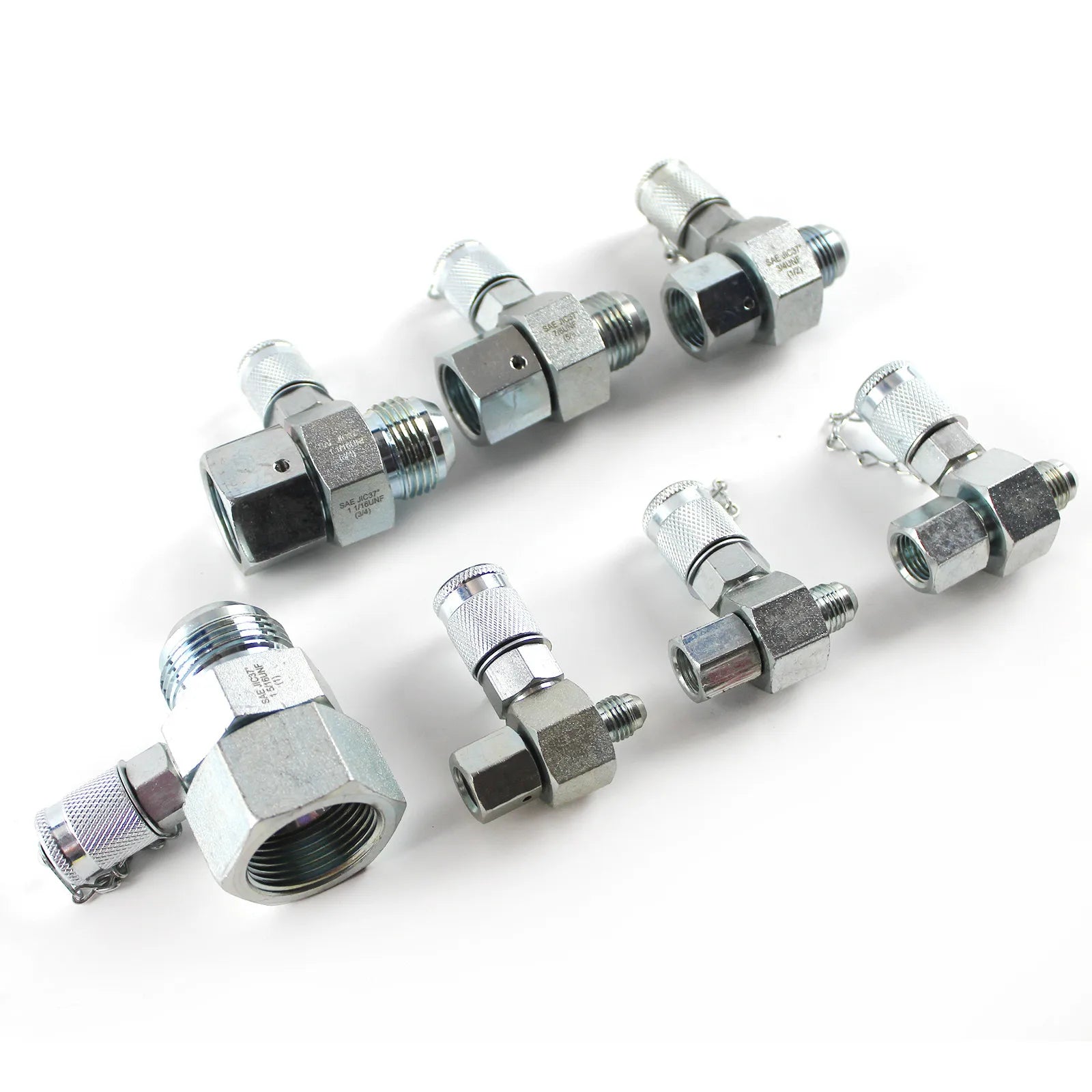 7x/set Hydraulic Swivel Run tees JIC 37° Series Test Coupling Point 1-5/16, 1-1/16, 7/8, 3