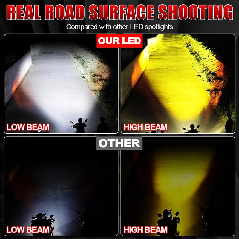 Motorcycle Spotlights 4 Eyes Lens 4300K 6000K 2.5 inch 4X4 Off Road LED Headlight 3 Modes
