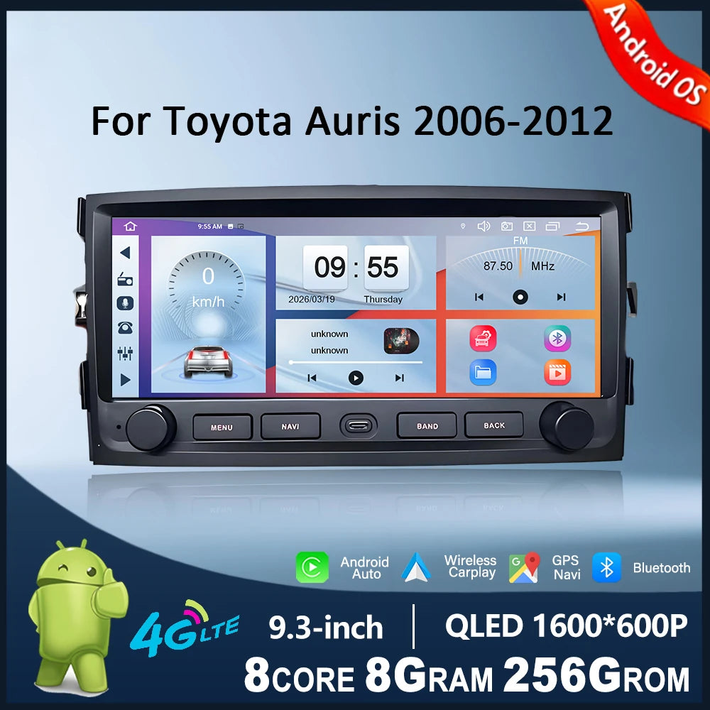 Carplay Android OS for Toyota Auris 2006-2012 9.3 inch Car Radio Intelligent Multimedia To