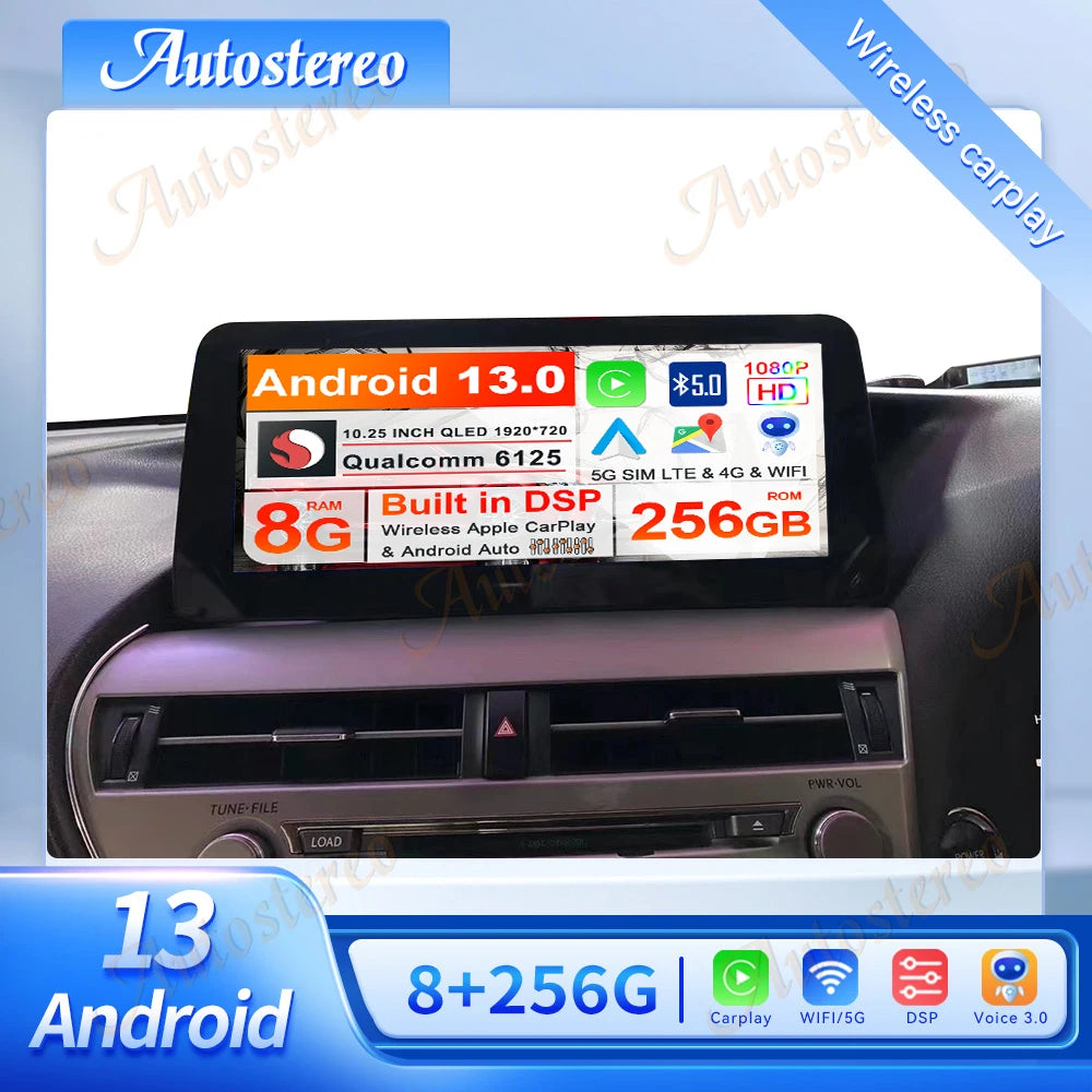 12.3 Dual System Qualcom Carplay Android13 For Lexus RX270 RX350 RX400 Car GPS Navigation