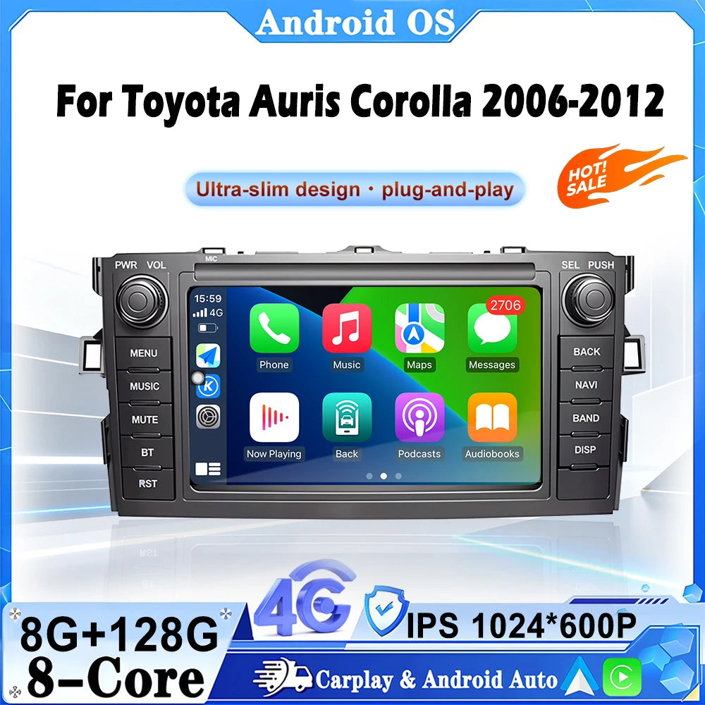Android 16 Auto For Toyota Auris Corolla 2006-2012 Car Radio Multimedia Video Player GPS N
