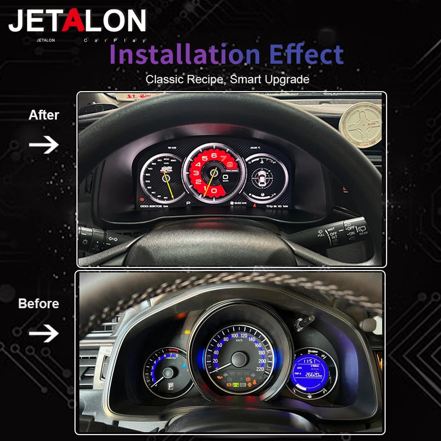 12.3Inch Car LCD Instrument For Honda Fit JAZZ LCD Panel Cluster Map Multiple Colorful UI