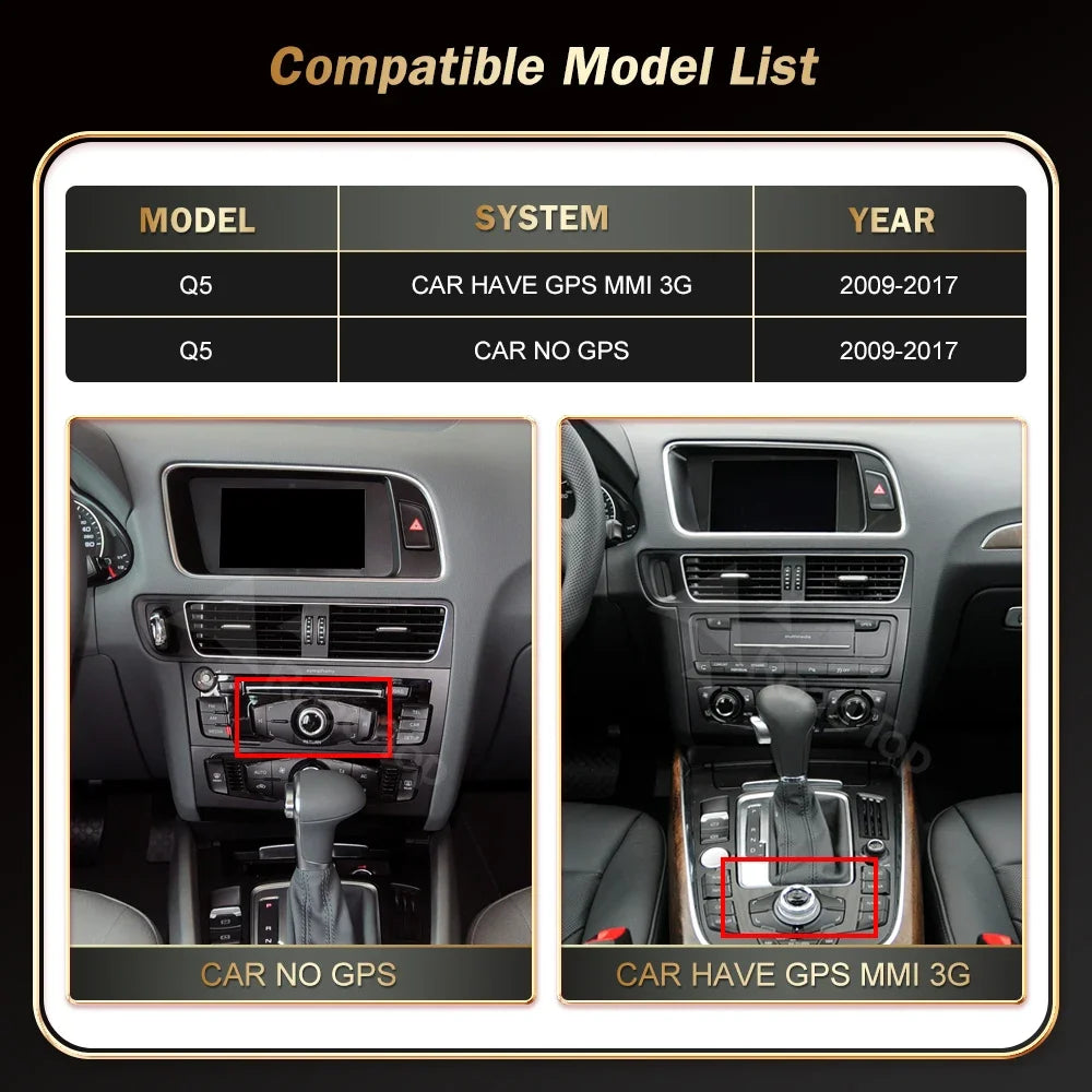 EU 12.3 RoadTop Wireless CarPlay Multimedia Ultra-thin Screen Android Auto For Audi Q5 200
