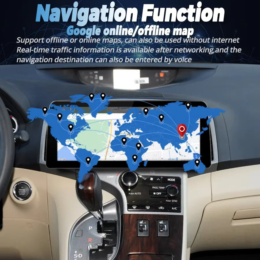 12.3inch Android 14 Wide Screen For Toyota Venza 2008-2016 Multimedia Car Video Player 2Di