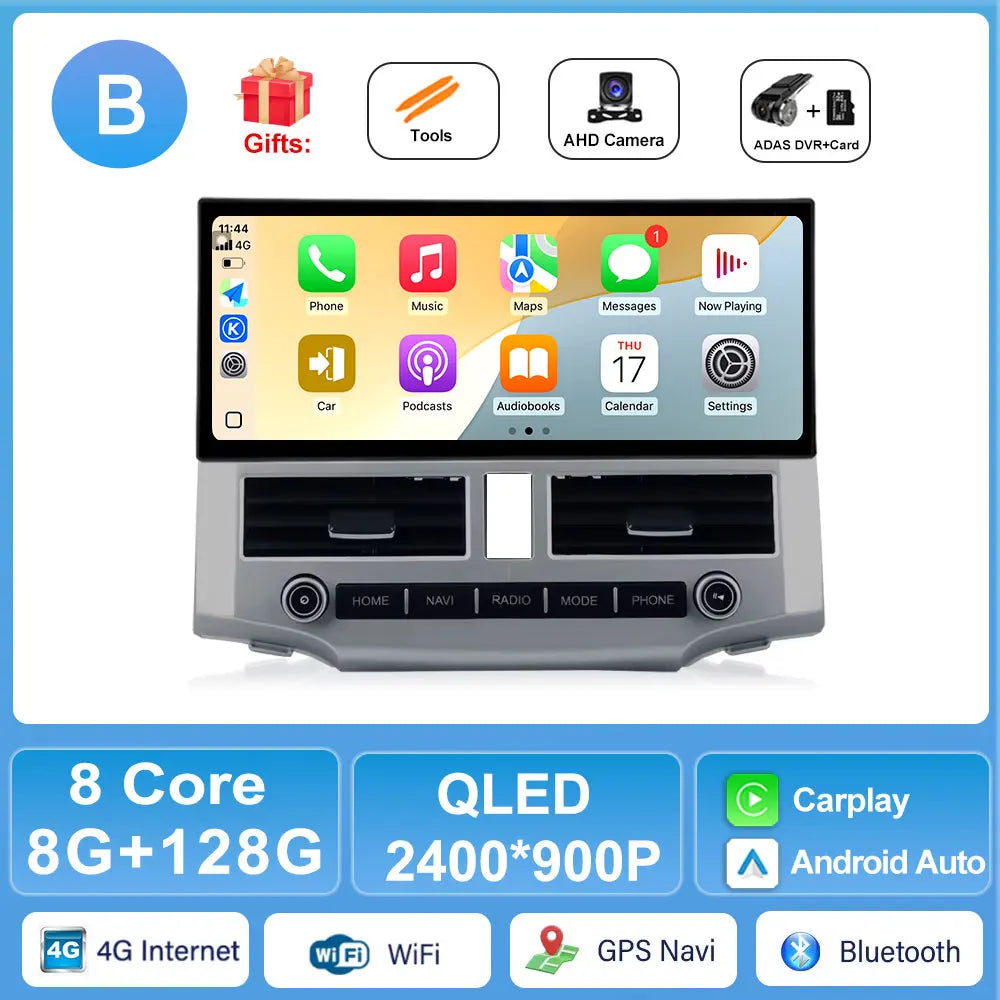 12.3" Android 15 Car Stereo for Toyota 4Runner 2007-2021 – Wireless CarPlay, GPS Navigation, Bluetooth DSP | A