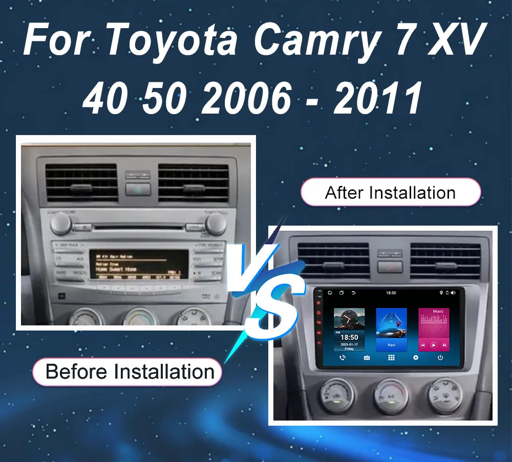 Android 15 For Toyota Camry 7 XV 40 50 2006 -2011 Auto Radio Stereo High-Performance CPU G