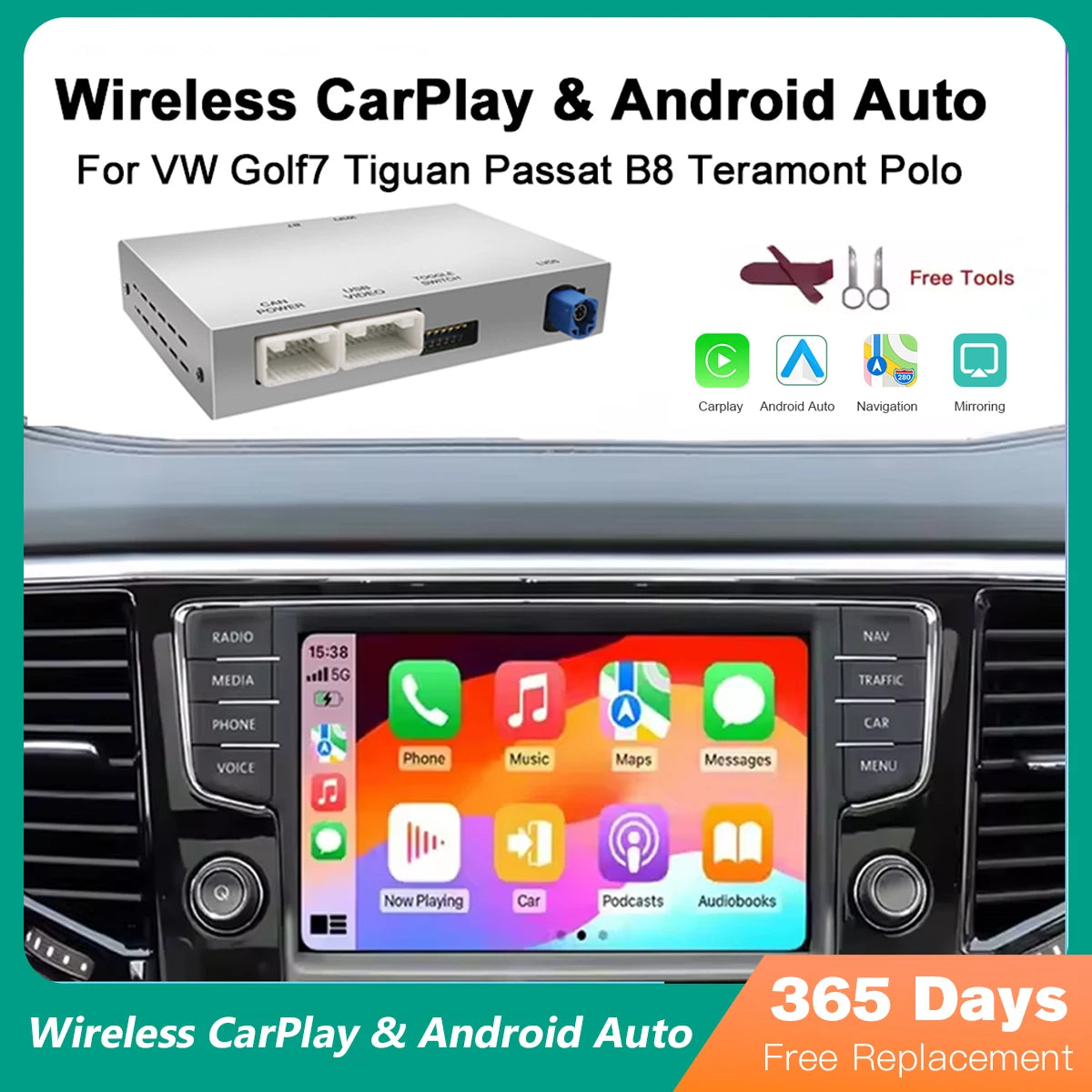 for Volkswagen VW Golf 7 SEAT leon MK3 Tiguan Original Screen Upgrade Module With MIB1/MIB