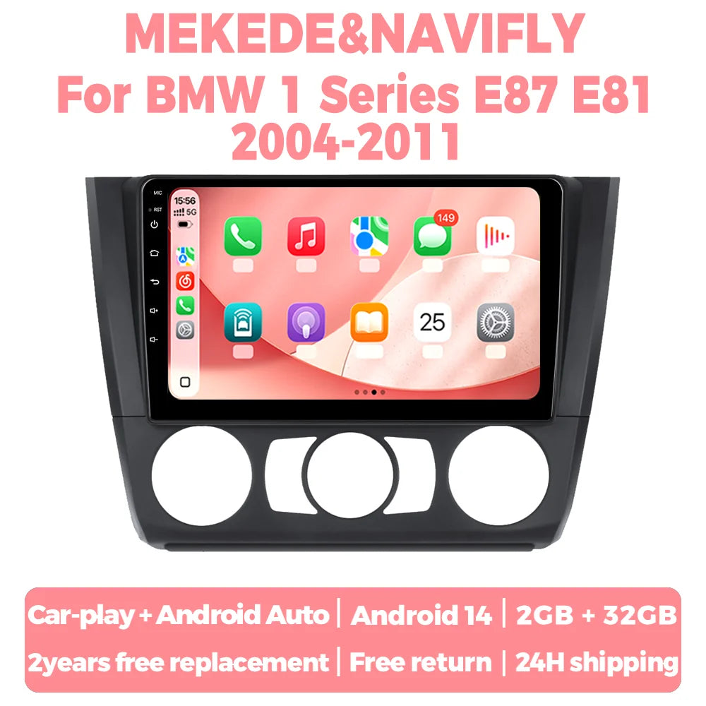 Autoradio For BMW 1 Series E81 E82 E88 bmw E87 2004 - 2011 Android 14 Multimedia Player ca