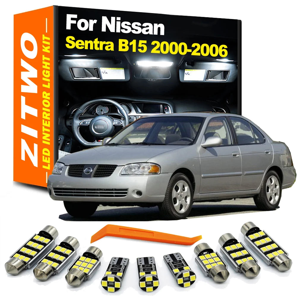 ZITWO 8Pcs For Nissan Sentra B15 2000 2001 2002 2003 2004 2005 2006 Car Bulbs LED Interior Dome Map Light Trunk Lamp Kit Canbus