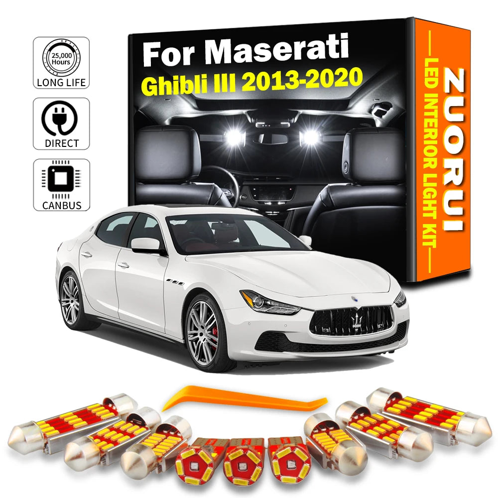 16Pcs LED Interior Light Kit for Maserati Ghibli III 2013-2020 - Map Dome Door Trunk Bulbs | AUTOKITSHOP