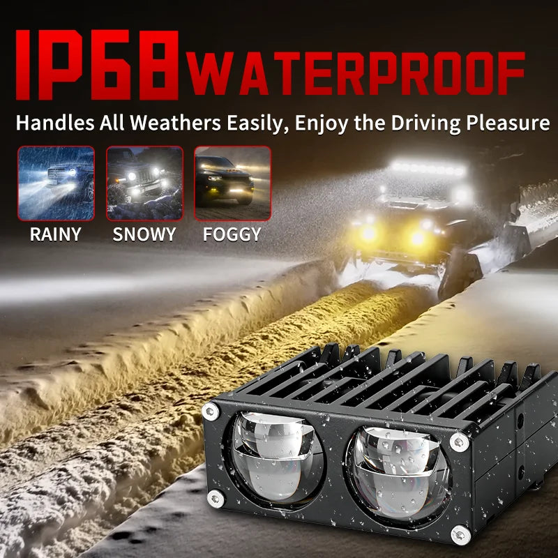 Car Headlights LED Grille Spotlight Projector Len Light 6000K 12V Super Bright Auxiliary S