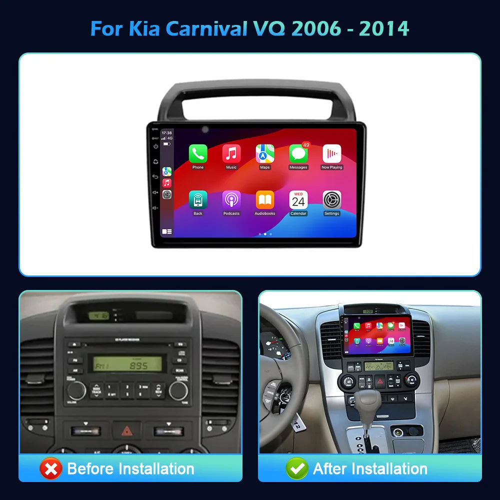 Android 14 For KIA Carnival VQ 2006 2007-2014 Wireless BT Carplay Android Car Radio Multim