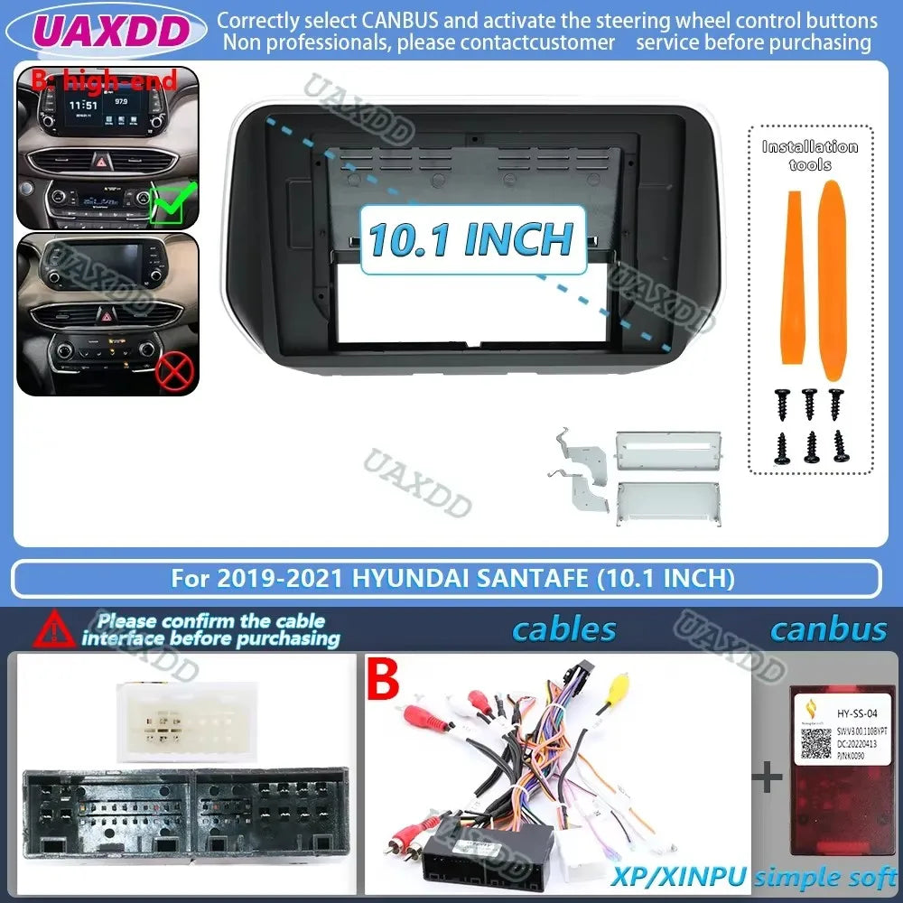 For 2019-2021 Hyundai SANTAFE 10.1inch 2 Din Car stereo radio Android frame panel fascia c