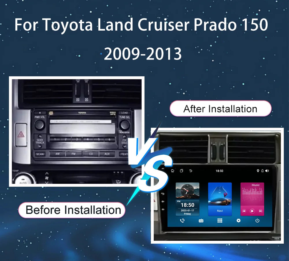 Android 15 Radio Stereo For Toyota Land Cruiser Prado 150 2009 -2013 Auto Multimidia Playe