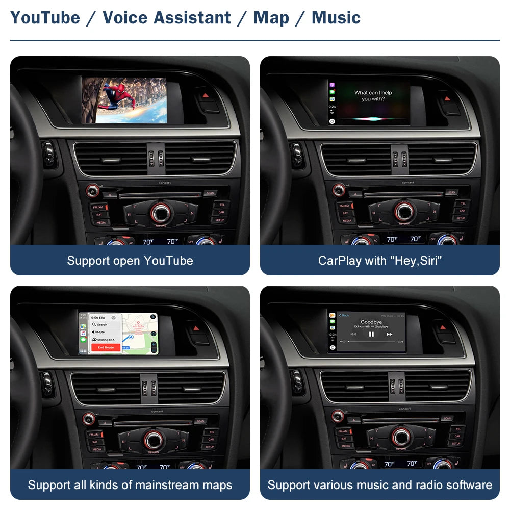 Road Top Wireless CarPlay Android Auto Interface for Audi A4 S4 B8 A5 S5 Q5 2009-2015 With | AUTOKITSHOP