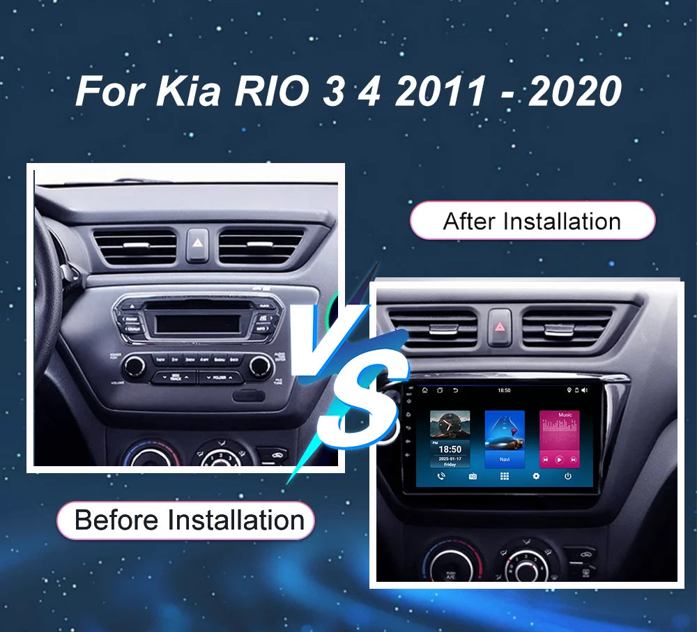 Car Radio Stereo For Kia RIO 3 4 2011 - 2020 Auto Navigation Player Multimedia Android Aut