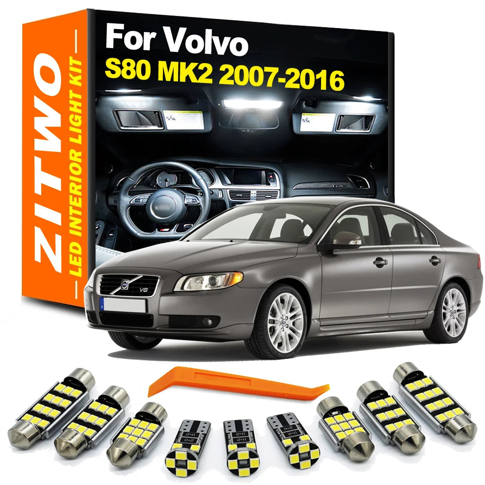 ZITWO 17Pcs Complete LED Interior Dome Map Light Kit With Bulb Socket For Volvo S80 MK2 2007- 2010 2011 2012 2013 2014 2015 2016
