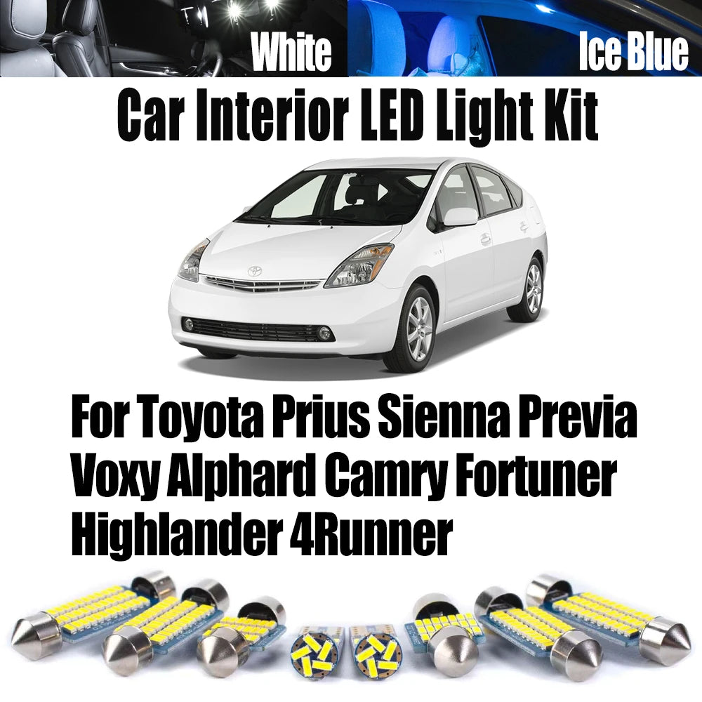 LED Interior Light Kit for Toyota Prius Sienna Previa Voxy Alphard Camry Fortuner Highlander 4Runner - Canbus Error-F...