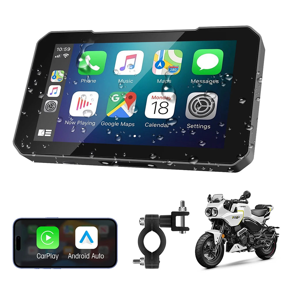 5 Inch Portable Mototorcycle Wireless Carplay/Android Auto GPS Navigator Touch Screen | AUTOKITSHOP