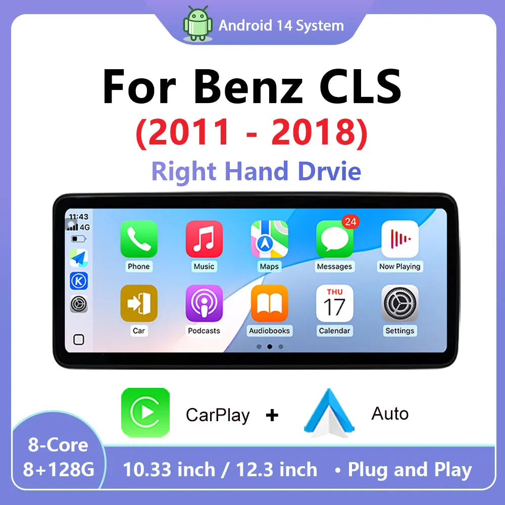Right Hand Drvie Wireless Carplay Auto For Mercedes Benz CLS 2011- 2018 Android Car GPS 4G