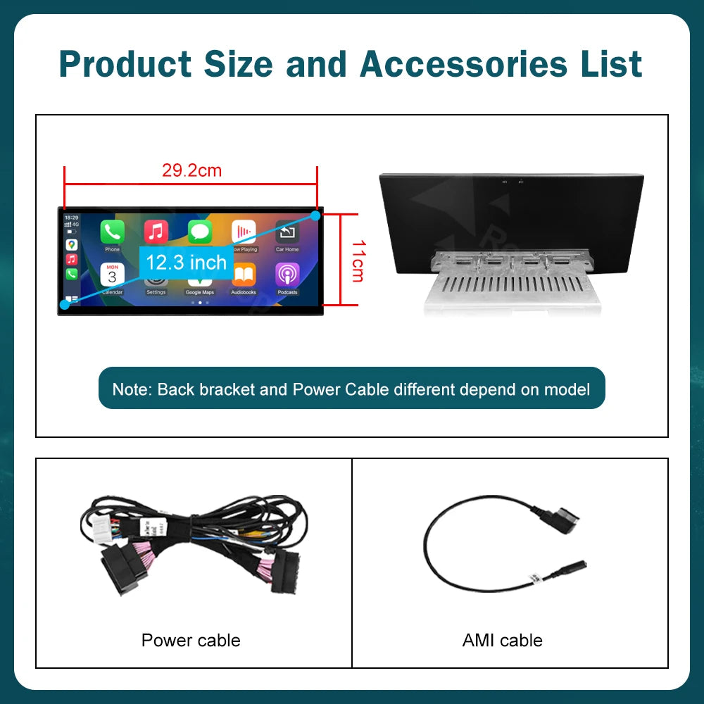 RoadTop 12.3 inch Wireless CarPlay Multimedia Display Android Auto For Audi A4 A5 2016-201