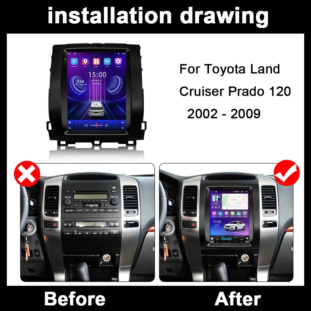 Android 16 Auto Carplay For Toyota Land Cruiser Prado 120 2002 - 2009 Car Radio Multimedia