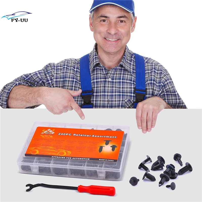 Retainers Assortment Auto Clips Push Retainers Set in Case fit for Most Ford GM Chrysler T