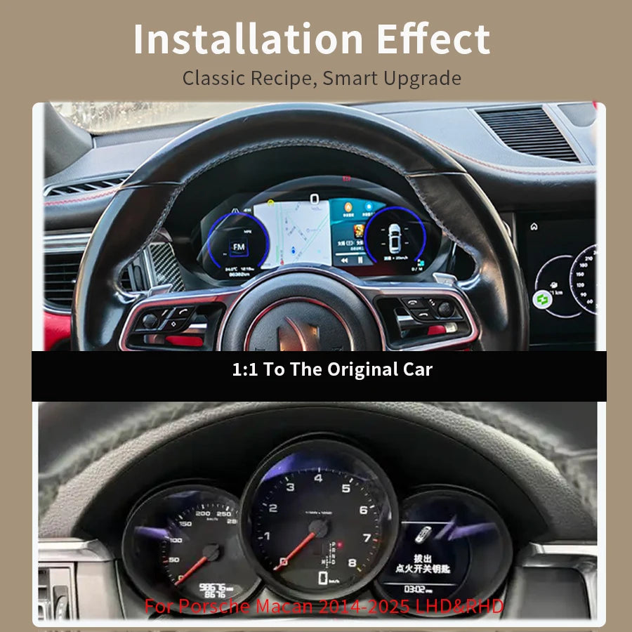 10.25inch For Porsche macan 2014-2025 Car LCD Digital Cluster Panel With Carplay Cockpit D