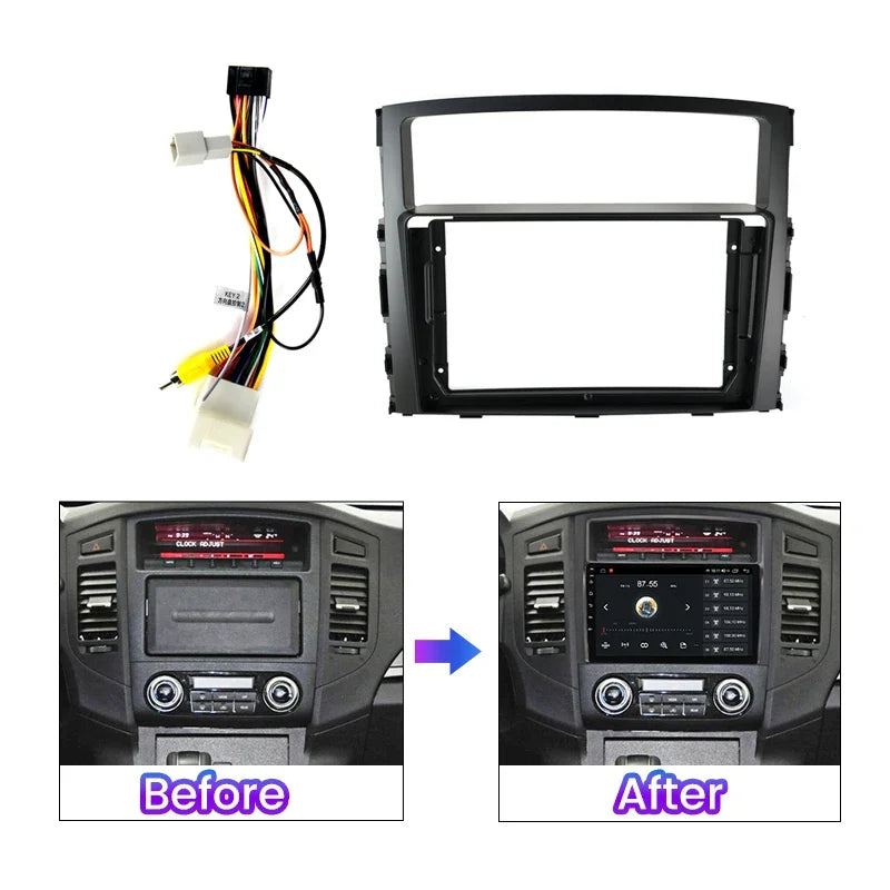 Car Radio Frame Cable Dash Mount Kit for Mitsubishi Pajero 2006-2014 Android 2 Din Stereo  | AUTOKITSHOP
