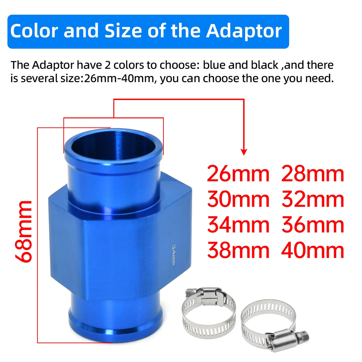 -10~110℃ Car Water Temperature Gauge with Water Temp Joint Pipe Sensor and adapter 2-in-1 Motorc - Automotive LED Light