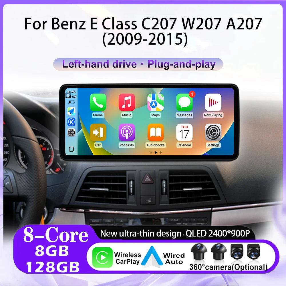 LHD Android 16 Car Android Auto For Benz E Class C207 W207 A207 2009-2015 NTG4.0 4.5 Syste