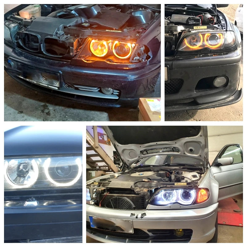 131mm SMD LED Halo Angel Eye Rings 4×131mm Fit BMW E36 E38 E39 E46 Projector Headlamp Dayt