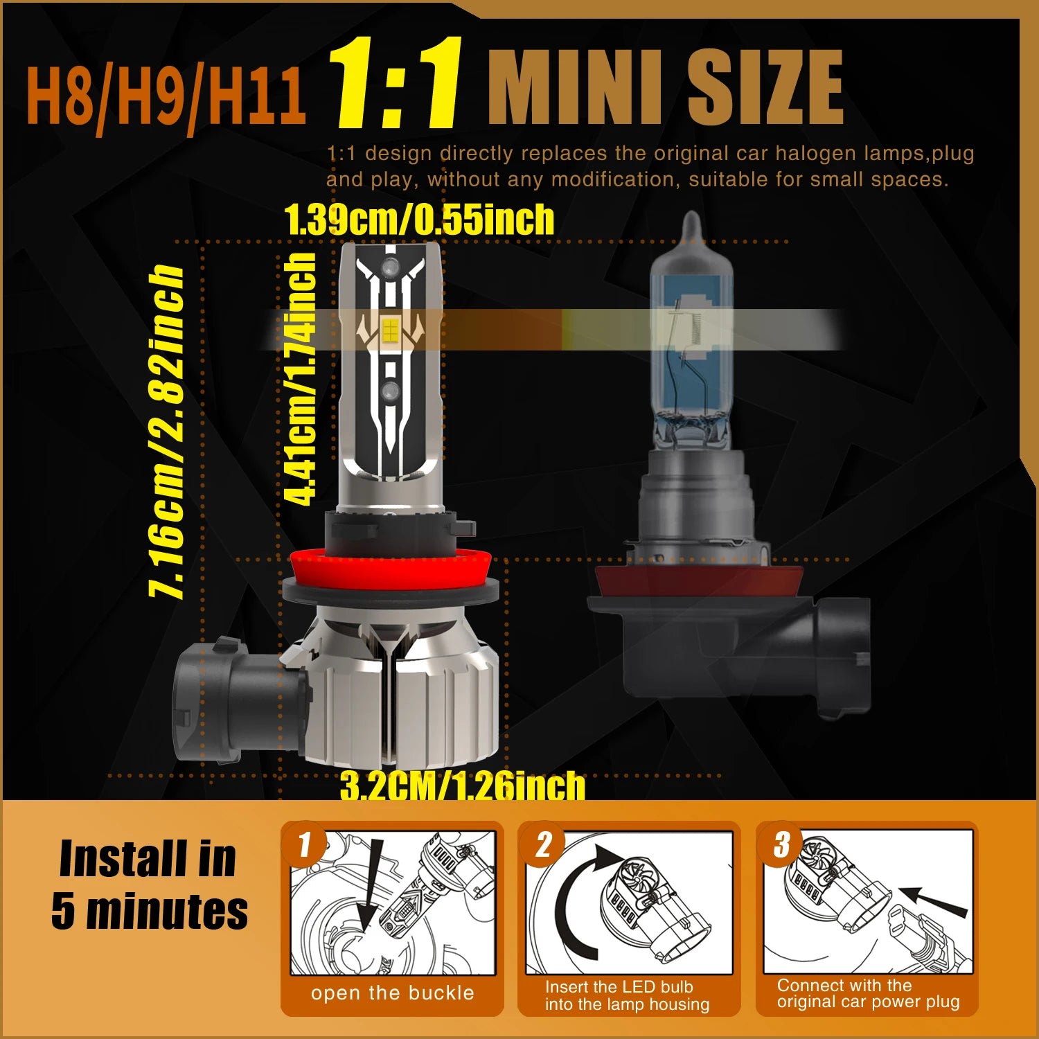 2x H11 H8 Led Fog Lights Headlight Canbus H16 H9 Car Bulb Diode Lamp 12v 55w For Skoda Oct