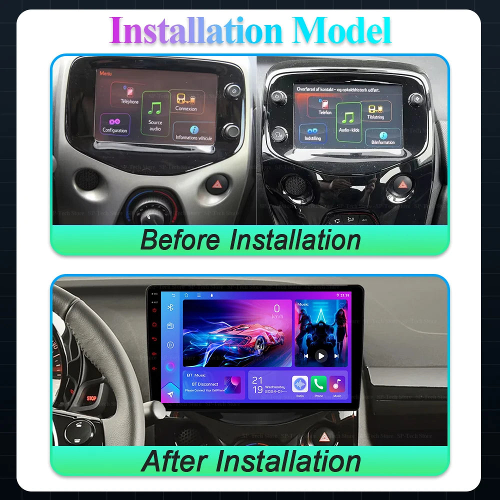 Android 16 Car Radio For Toyota Aygo Peugeot 108 Citroen C1 2016 - 2020 Gps Multimedia Pla | AUTOKITSHOP