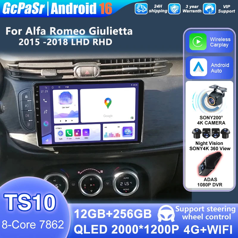 Android Auto Radio Player for Alfa Romeo Giulietta 2015 2016 - 2018 LHD RHD Carplay Multim