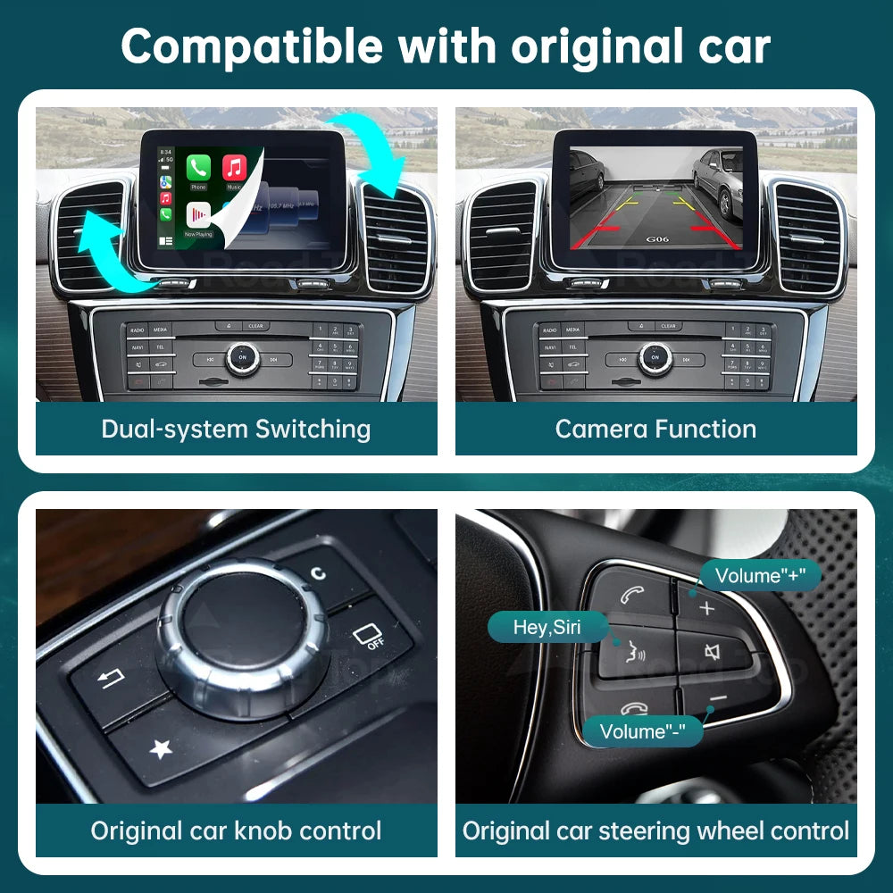 Wireless CarPlay RoadTop for Mercedes Benz GLE GLS 2016-2018, with Android Auto Mirror Lin