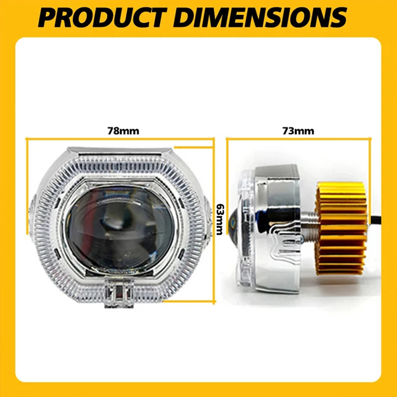 2.5inch Motorcycle Headlight LED Angel Devil Eyes Laser Headlights Projector Lens High/Low
