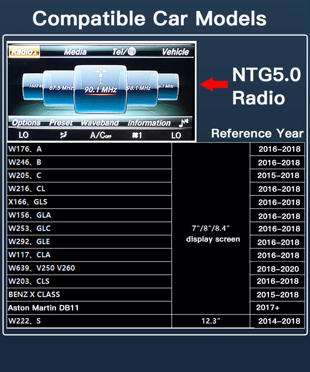 CARABC For Mercedes Benz NTG 5.0 System A B C CL S CLA CLS CLASS GLA GLS GLC GLE Wireless