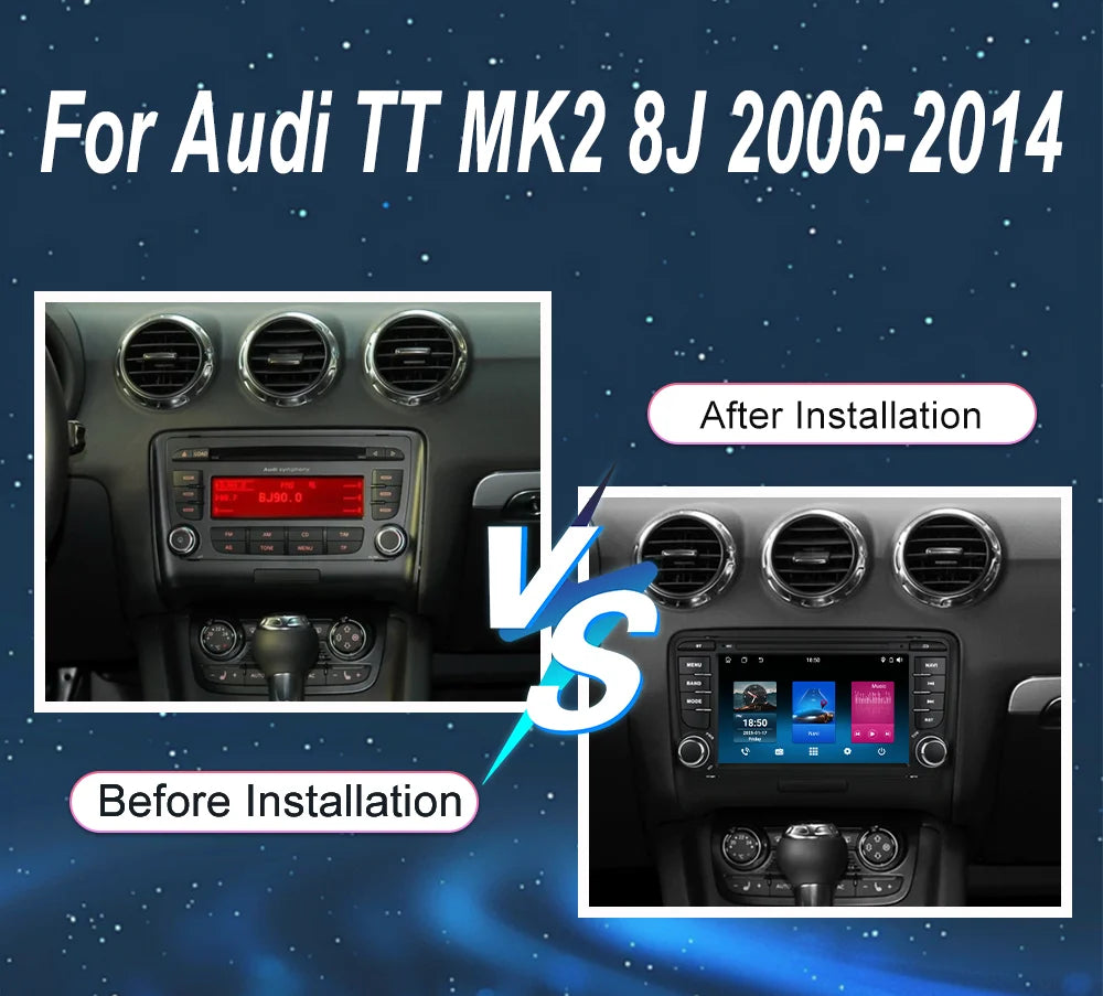 Android 14 Car Radio Stereo For Audi TT MK2 8J 2006 -2014 Auto GPS Navigation Multimedia V
