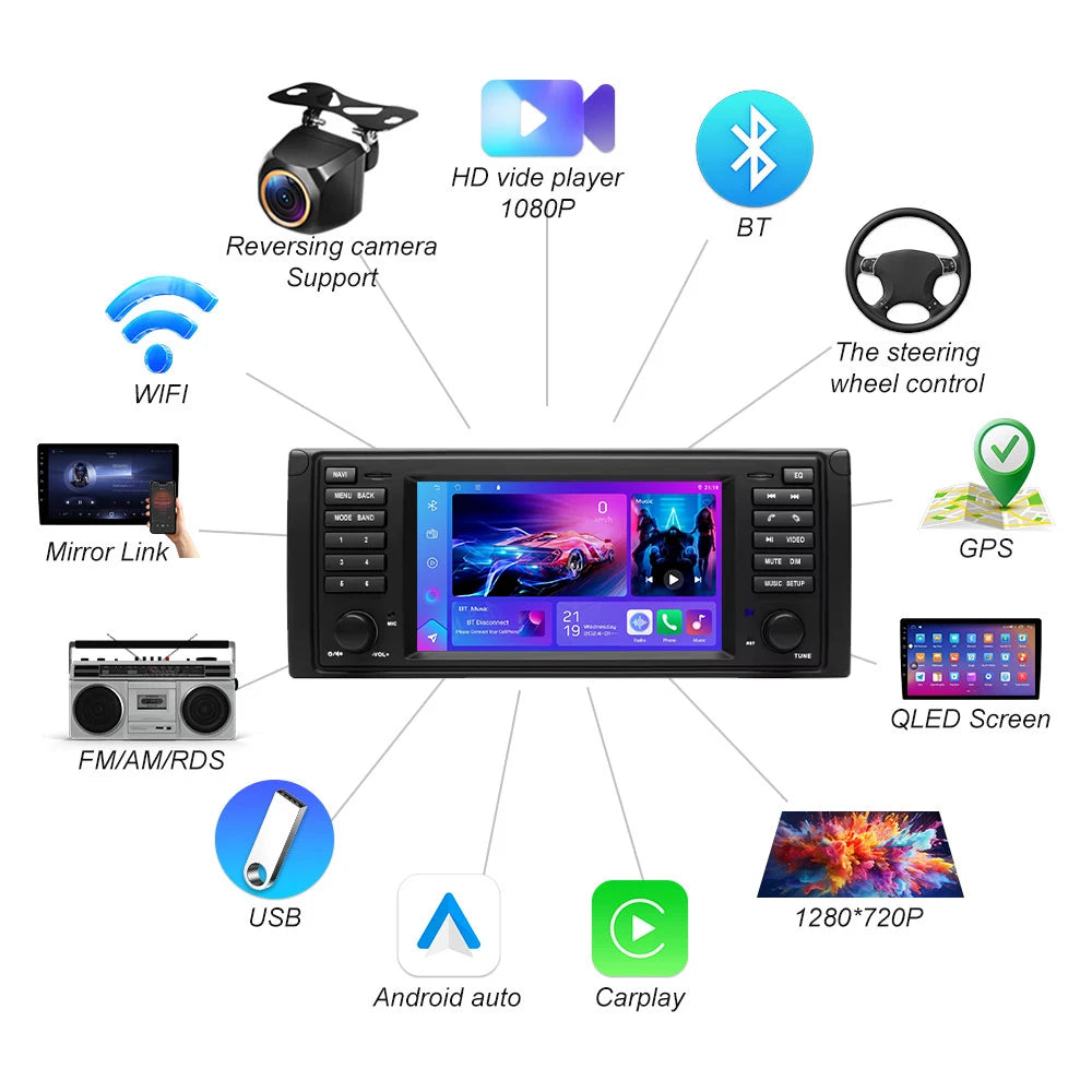 Android 16 For Bmw 5 Series E39 X5 E53 M5 1996-2003 Auto Carplay Car Radio Multimedia Ster | AUTOKITSHOP