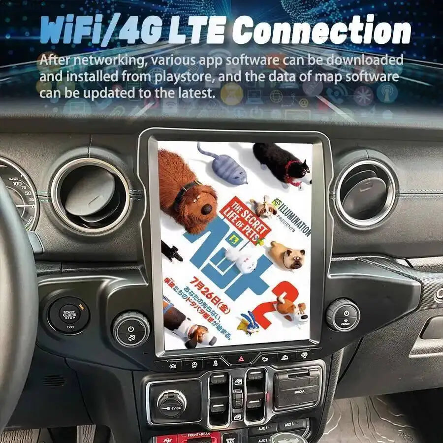 12.1" Android Screen Car Radio For Jeep Wrangler 2018-2022 Stereo GPS Nivigation Carplay M | AUTOKITSHOP