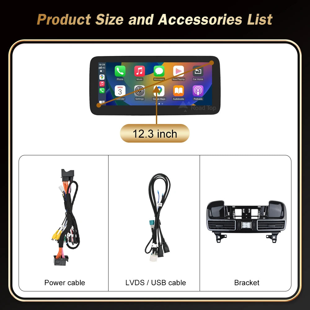 12.3' RoadTop Wireless CarPlay Android Auto Multimedia Display linux Screen for Mercedes-B