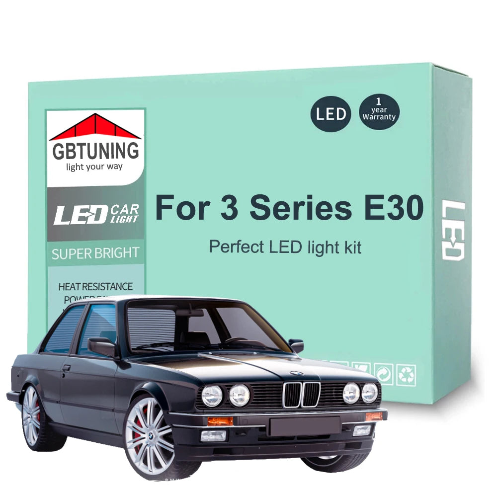10-Piece LED Interior Light Kit for BMW 3 Series E30 1982-1991 - Canbus Dome Map Door Trunk Bulbs | AUTOKITSHOP
