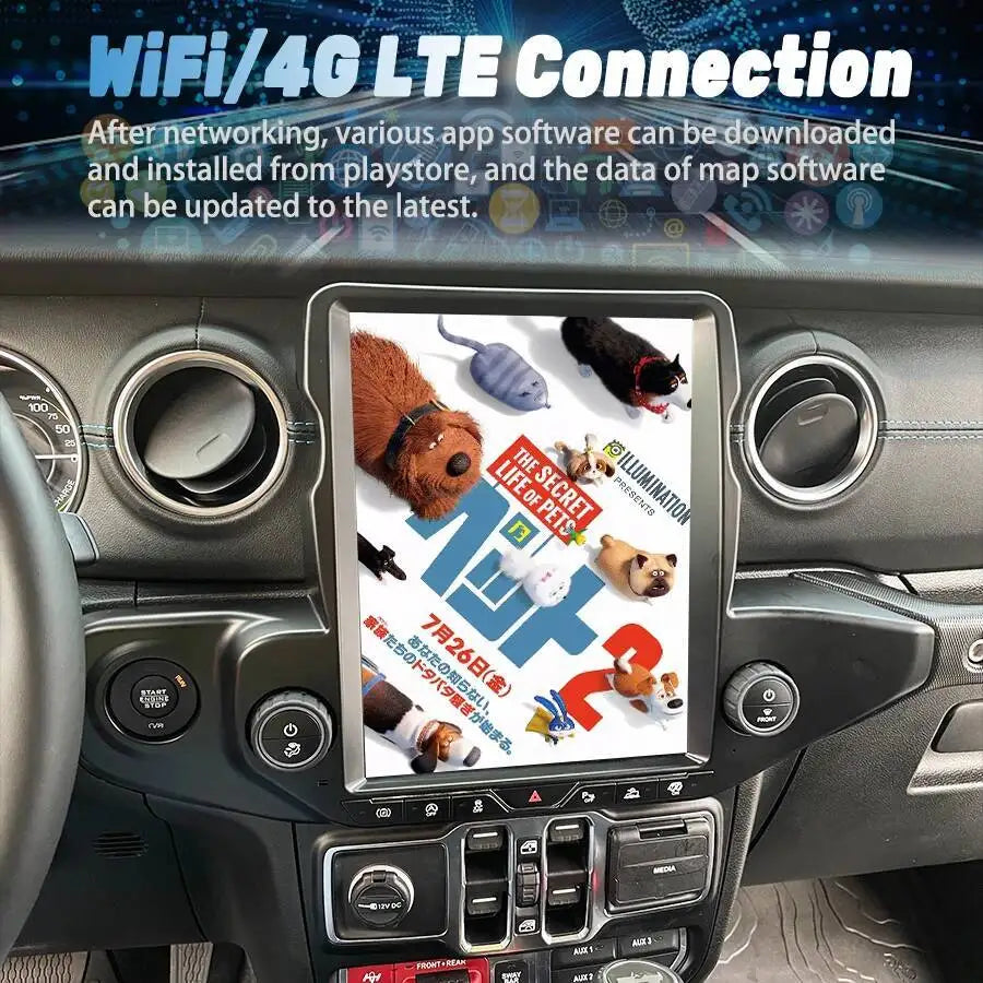 12.1inch Android 13 Screen Radio 2din For Jeep Wrangler 2020-2022 GPS Carplay Car Multimed | AUTOKITSHOP
