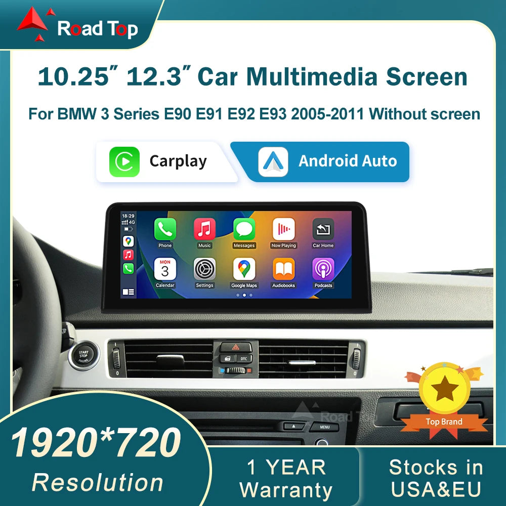 RoadTop Wireless CarPlay Multimedia Linux Screen For BMW Series 3 E90 E91 E92 E93 The Car