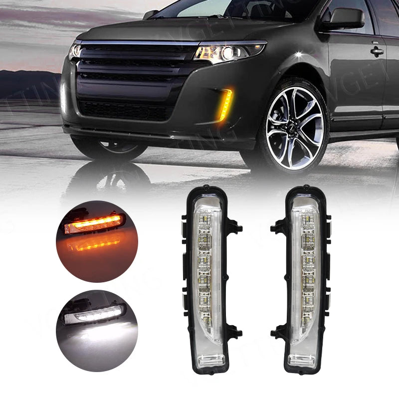 DRL For Ford Edge Everest 2011 2012 2013 2014 LED Daytime Running Lights Car Fog Lamp Whit | AUTOKITSHOP